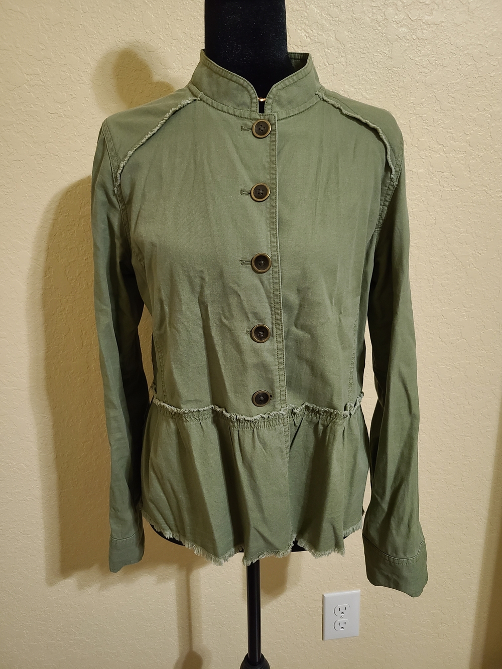 Caslon Olive Green Women's Button-Front Jacket Xs